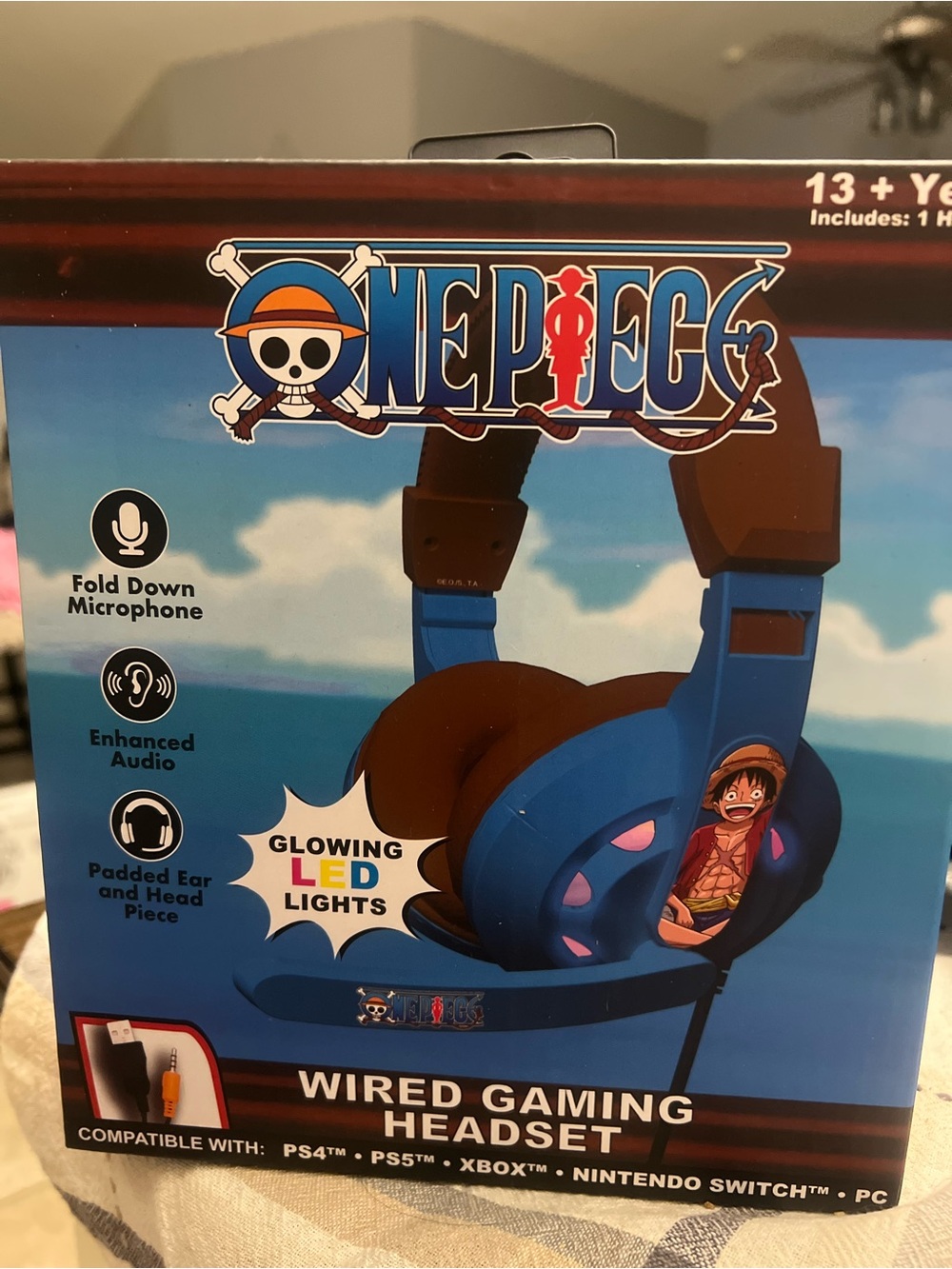 Onepiece Blue and Brown Wired Gaming Headset with LED Accents